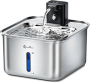 DownyPaws Cat Water Fountain Stainless Steel Wireless 101 oz/3L FurSink Battery Operated Cat Water Dispenser for Pets Indoor Cordless Dog Drinking Fountain with Motion Sensor Easy to Clean Black